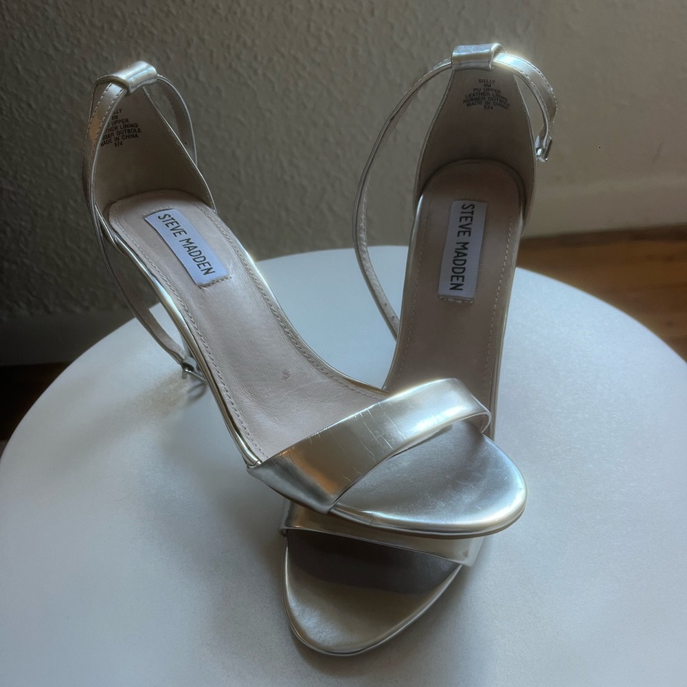 Steve Madden silver strap heels
